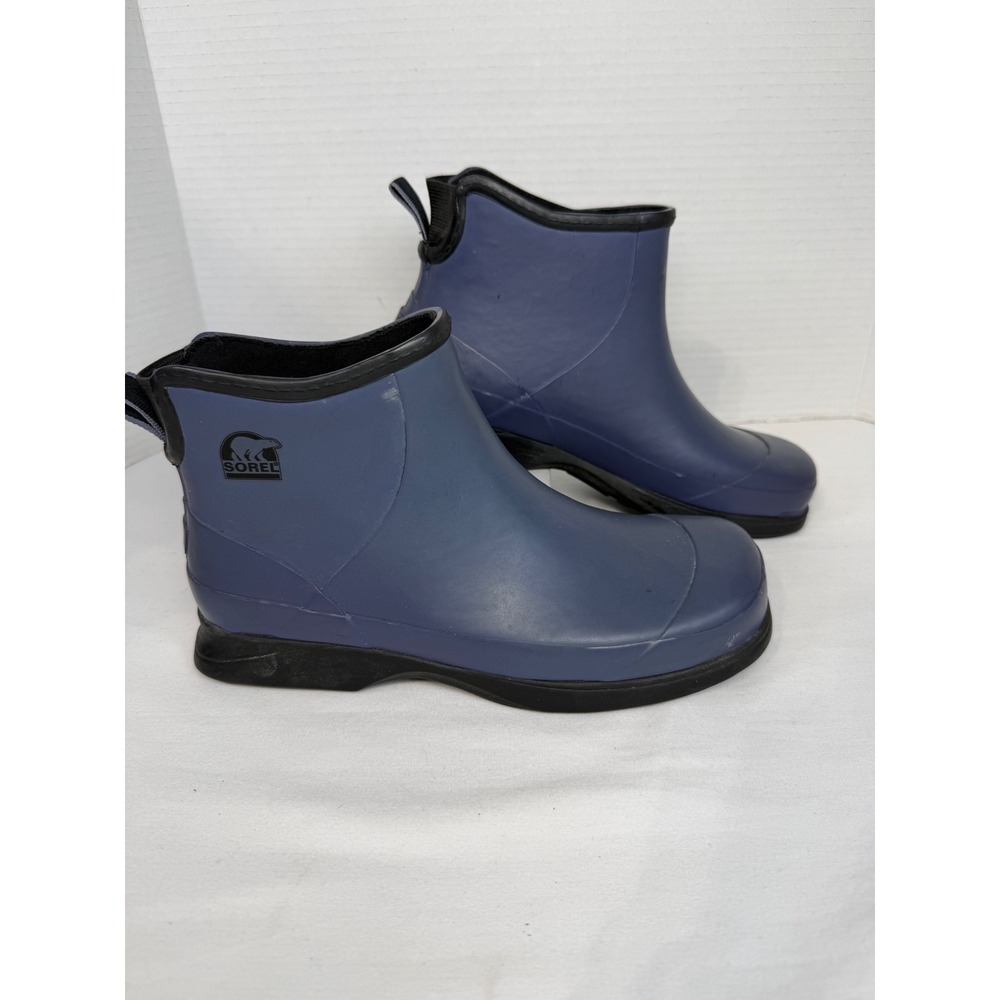 Sorel Flood Plain Chukka Navy Blue Rubber Rain Boots NL5002-557 Womens 7